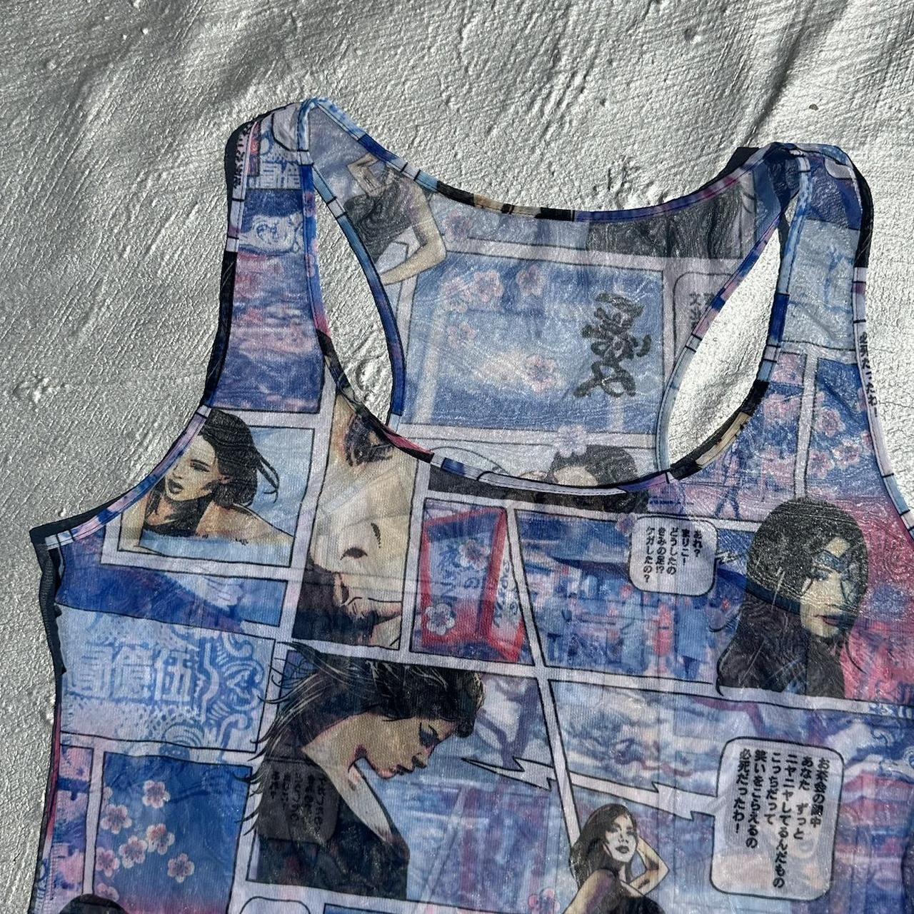 Y2K Comic Strip Mesh Tank