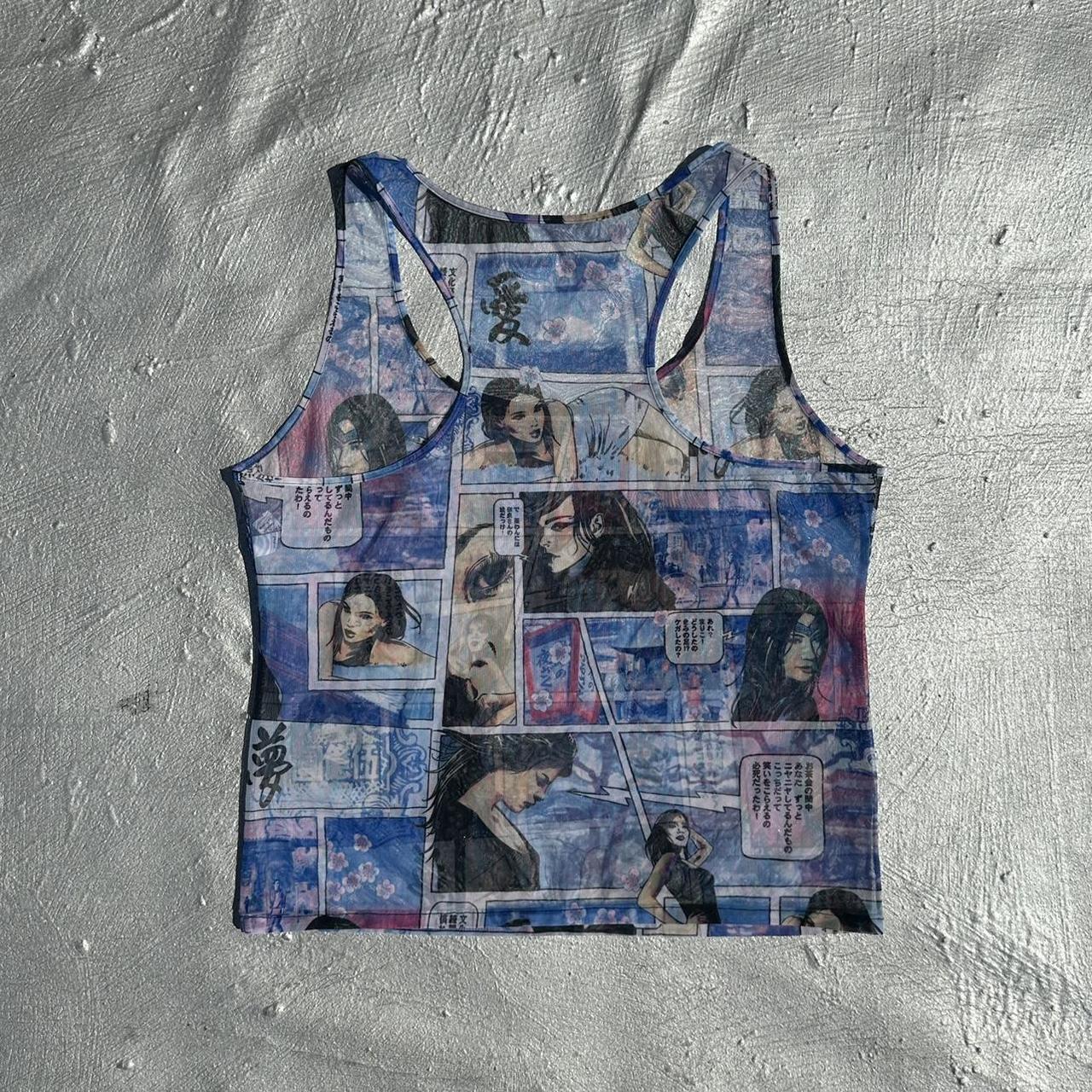 Y2K Comic Strip Mesh Tank
