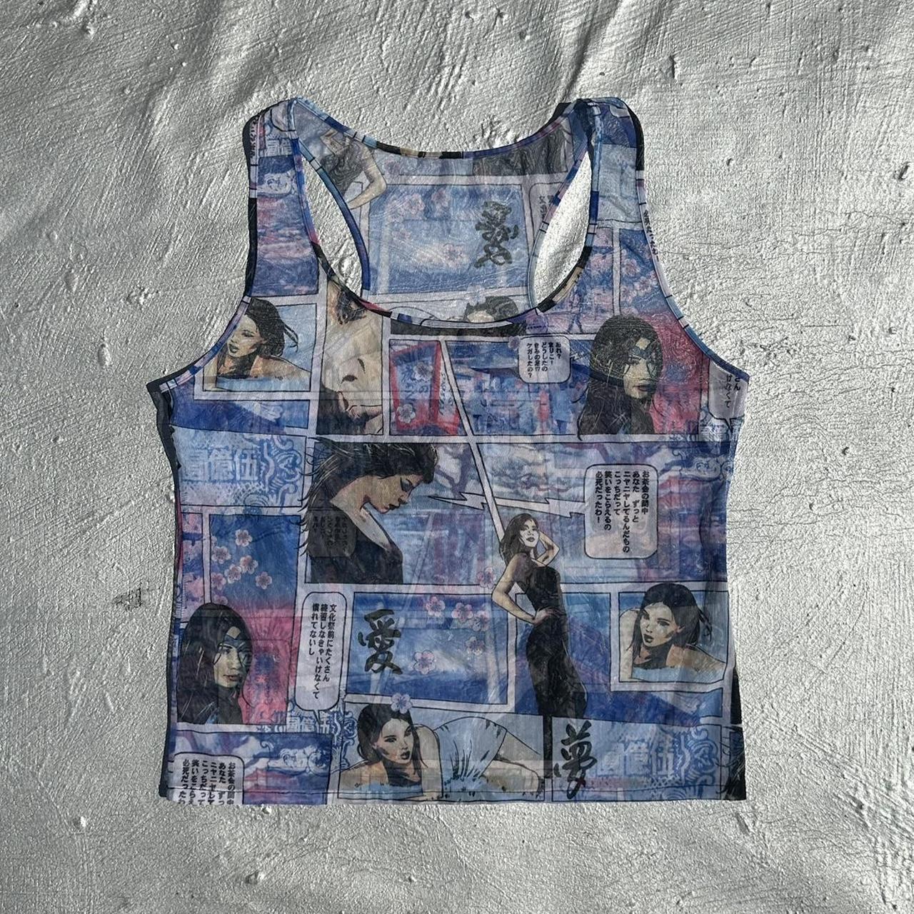 Y2K Comic Strip Mesh Tank